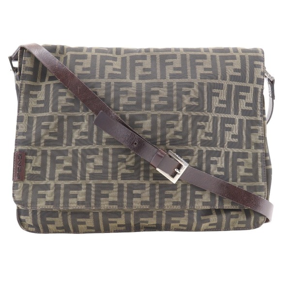 FENDI Brown Canvas Zucca Shoulder Bag